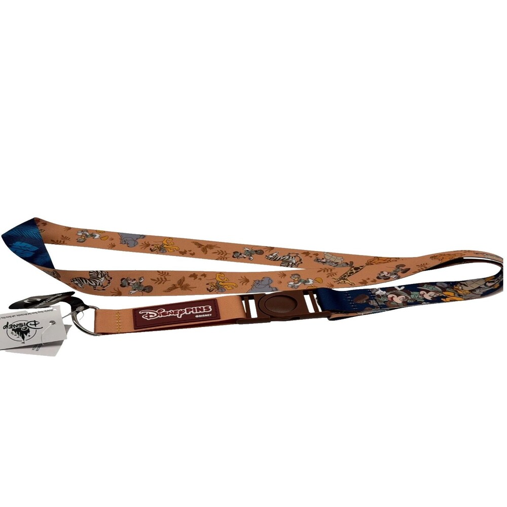 Disney Parks Safari Mickey and Friends Reversible Pin Lanyard - NEW
